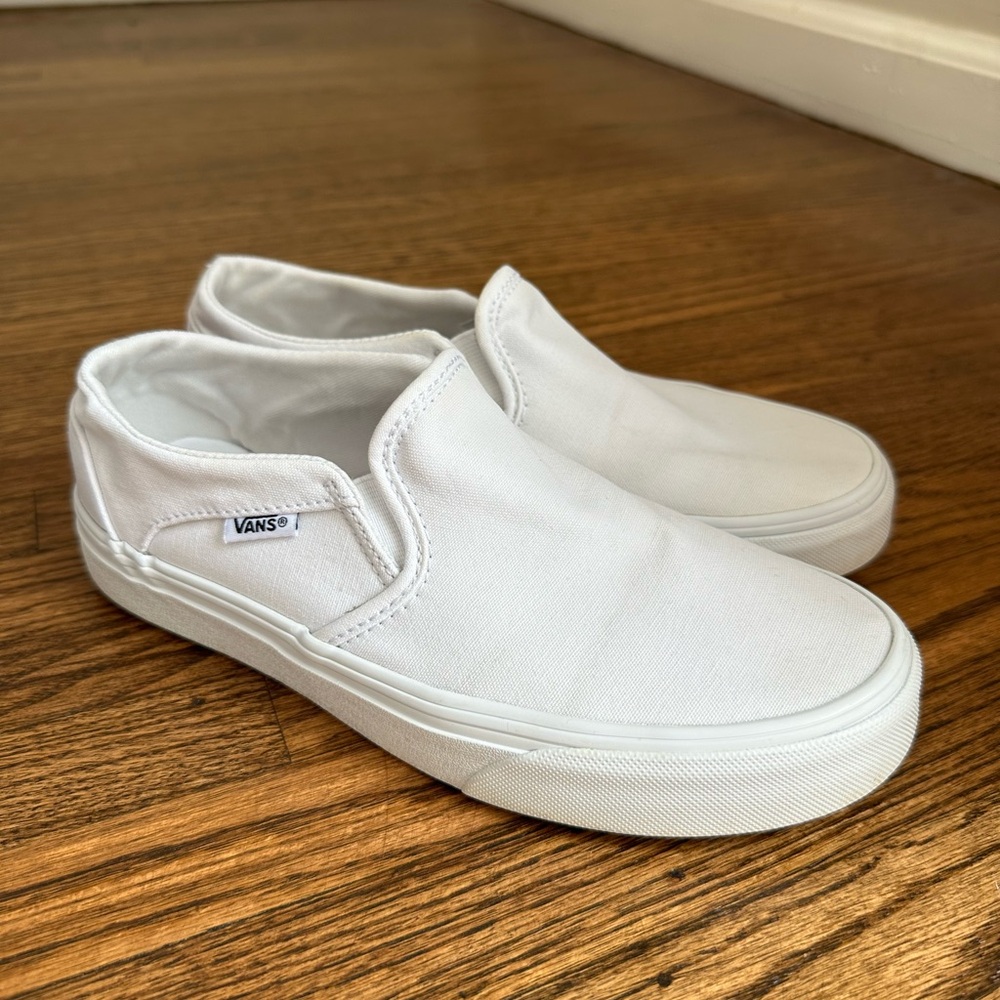 Vans White Slip-On Canvas Sneakers